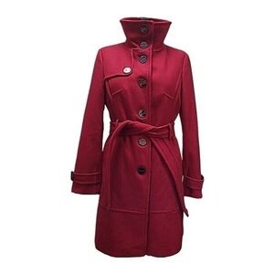 Kenneth Cole New York Red Wool Belted Coat